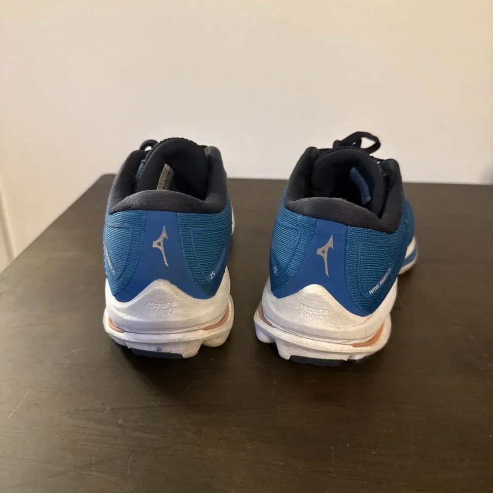 Mizuno‎ Wave Rider 25 Womens Size 9.5 Blue White Athletic Running Shoes Sneakers